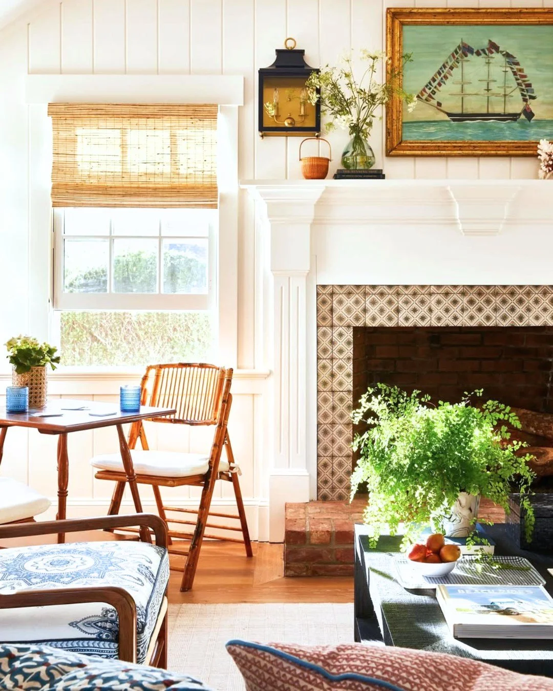 Beautifully installed fireplace tile from @tabarkastudio. 

Here&rsquo;s your sign to add some Onyx tile to your home!