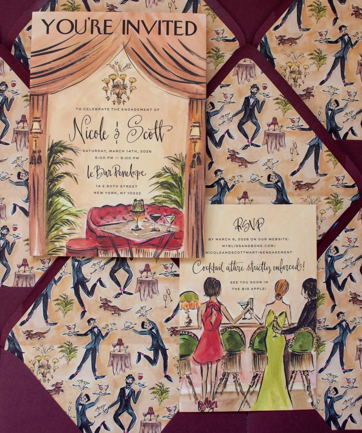 There is a specific type of magic in those old-school, swanky New Yorker illustrations- the kind that feels perfectly composed yet wonderfully lived in. Sophisticated, of course, but a little bit cheeky and never too serious. The goal with this hand 