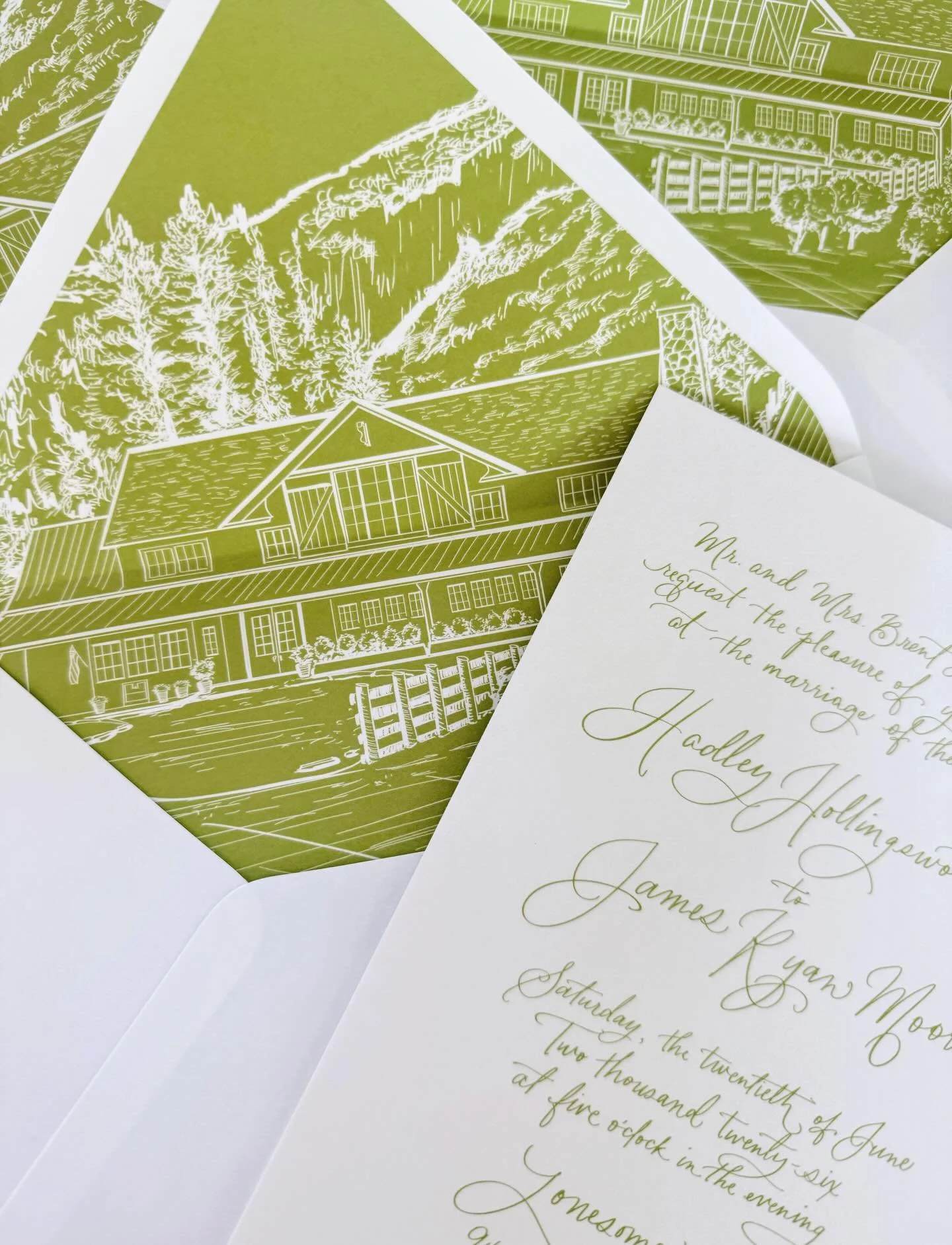 When you get to draw your favorite restaurant &amp; mountain view as a wedding invite envelope liner 😜