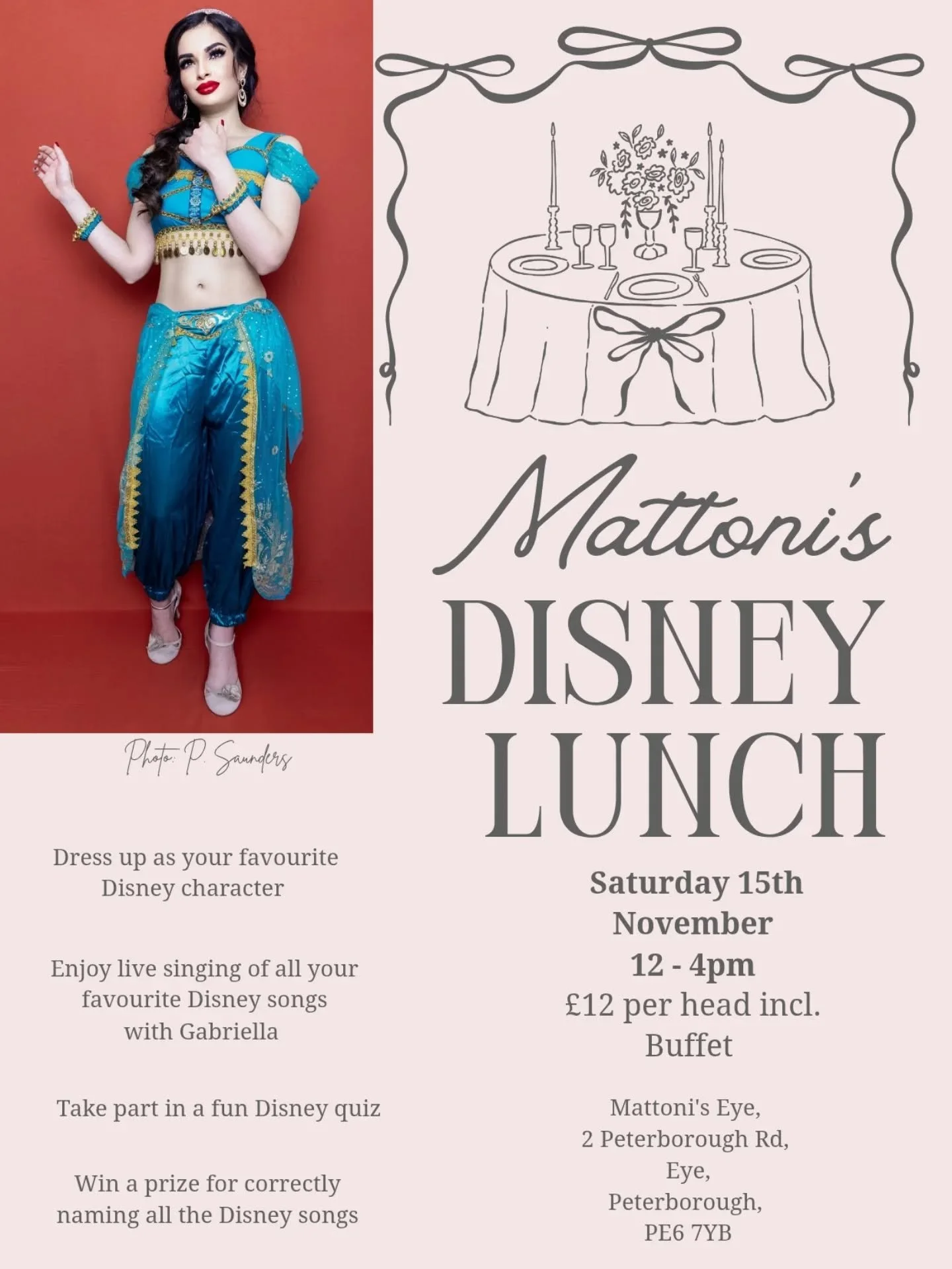 ✨ So excited to be singing at a "Disney lunch" next Saturday 15th November at the wonderful @mattoni.eye - I can't wait to sing all the Disney songs, dress up, talk about all things Disney with fellow fans, enjoy great food &amp; even a qui