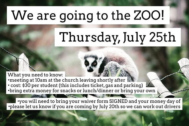 MAJOR HEADS UP!!!!!! Hey guys! We’re going to the Zoo!!! YAYYY!!! Please let us know if you are coming! We need to know numbers so we can arrange transportation!