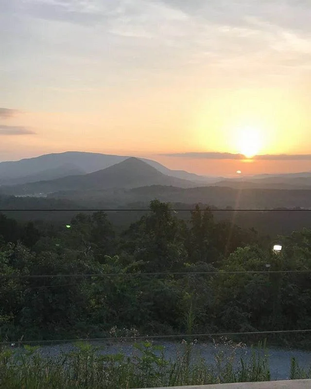 The sun setting outside the new and improved office/hangout area. These views never get old! Contact us now  to bring your group to Camp Ocoee Ridge!