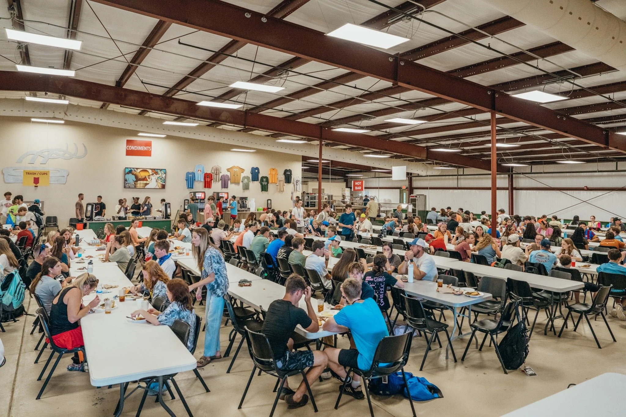 Nobody on your retreat has to do the dishes. 🍽️

Our dining hall serves family-style meals for your whole group &mdash; dietary accommodations included. You show up hungry, we handle the rest. And check out that view!

Ask about meal plans for your 