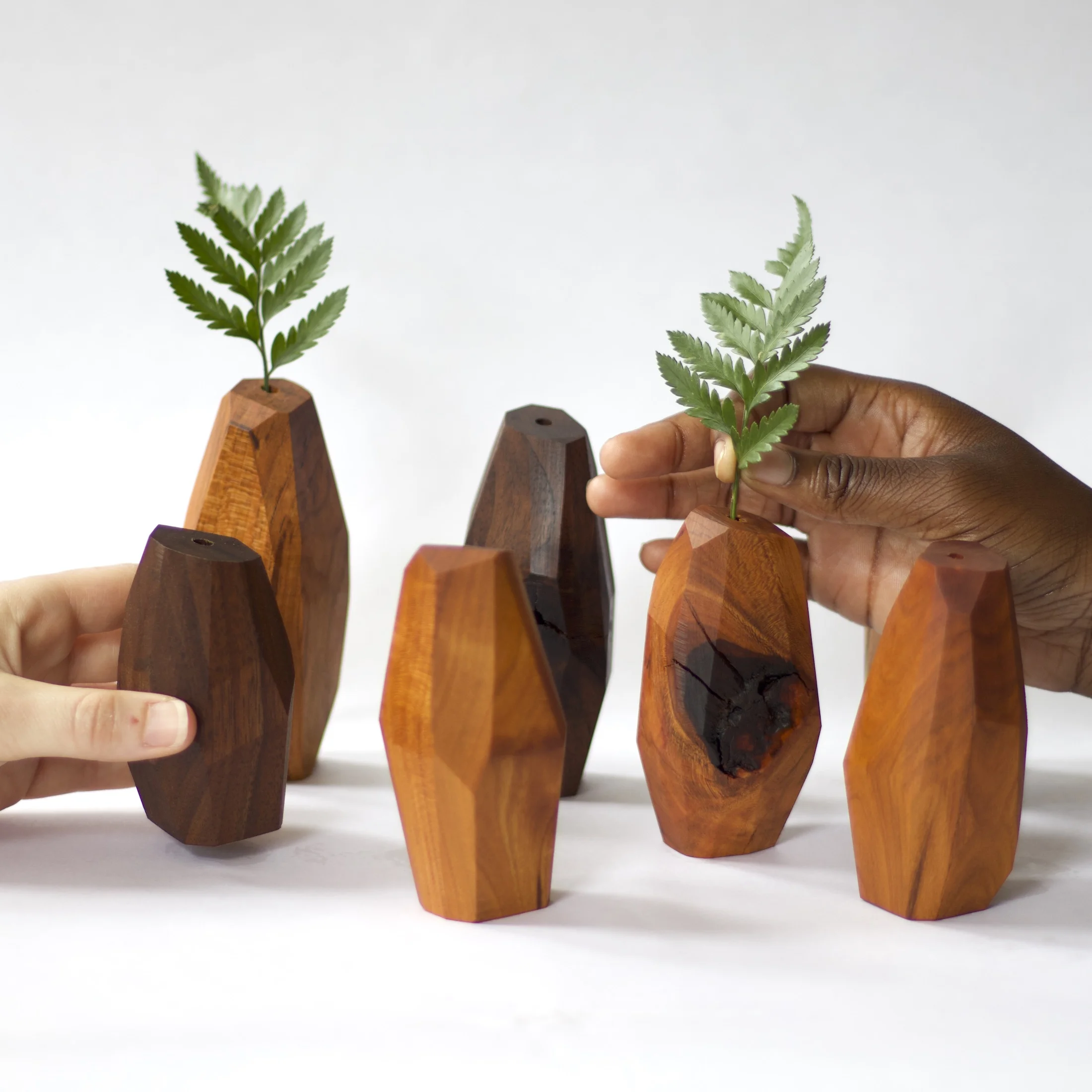 Wooden Geometric Stick Vase