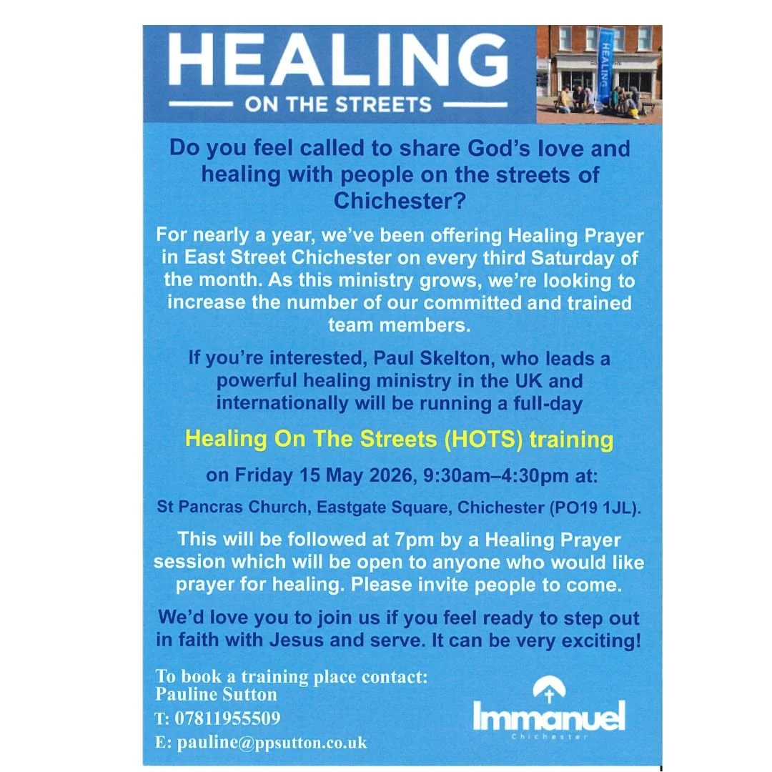 Healing on the Streets Training - Friday 15th May 9:30 - 4.30pm - Organised by Immanuel Church 