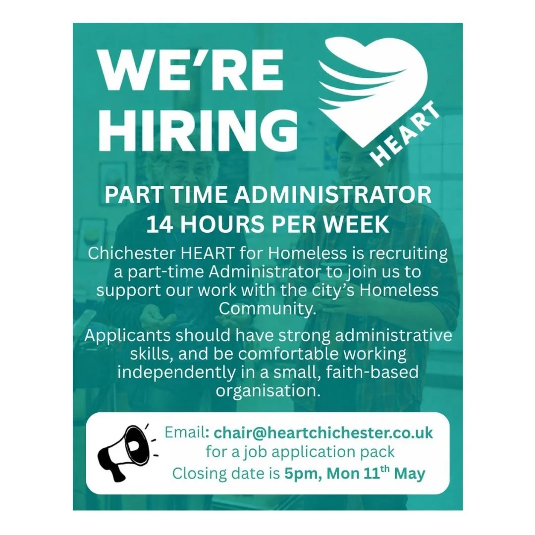 Part Time Administrator at Chichester HEART for Homeless - Job Vacancy