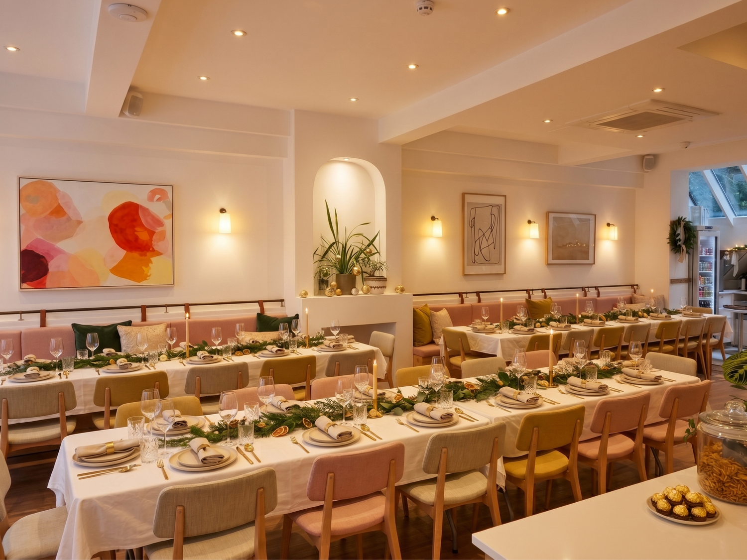 Long table Christmas dinner at The Hearth