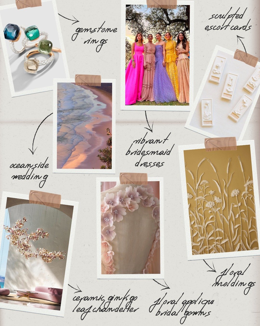 Summer moodboard, set.

Soft color, thoughtful details, and a mix of what I&rsquo;m loving right now:

🤍 Gemstone rings &ndash; Great color combination, and let&rsquo;s be honest, I wouldn&rsquo;t mind owning one.
🤍 Oceanside wedding &ndash; Can yo