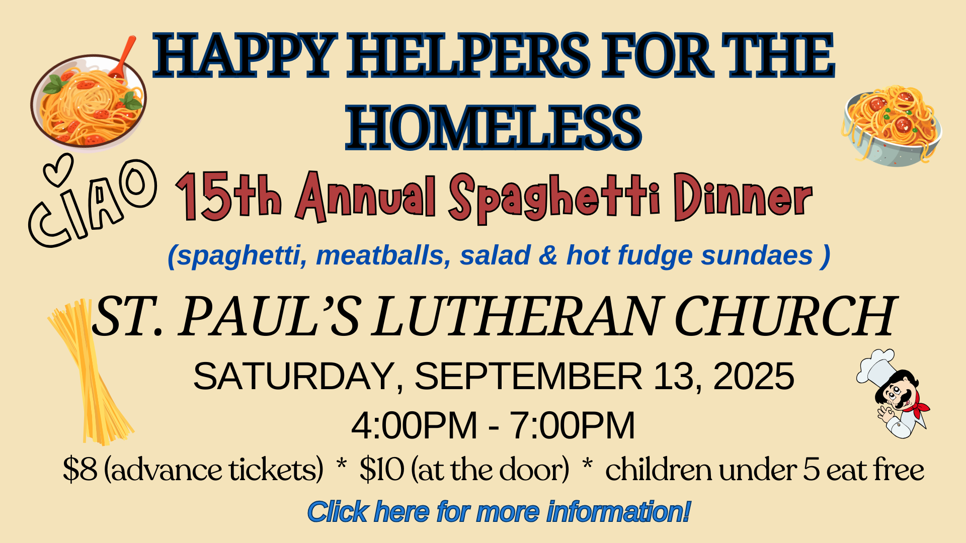 Happy Helpers for the Homeless Spaghetti Dinner