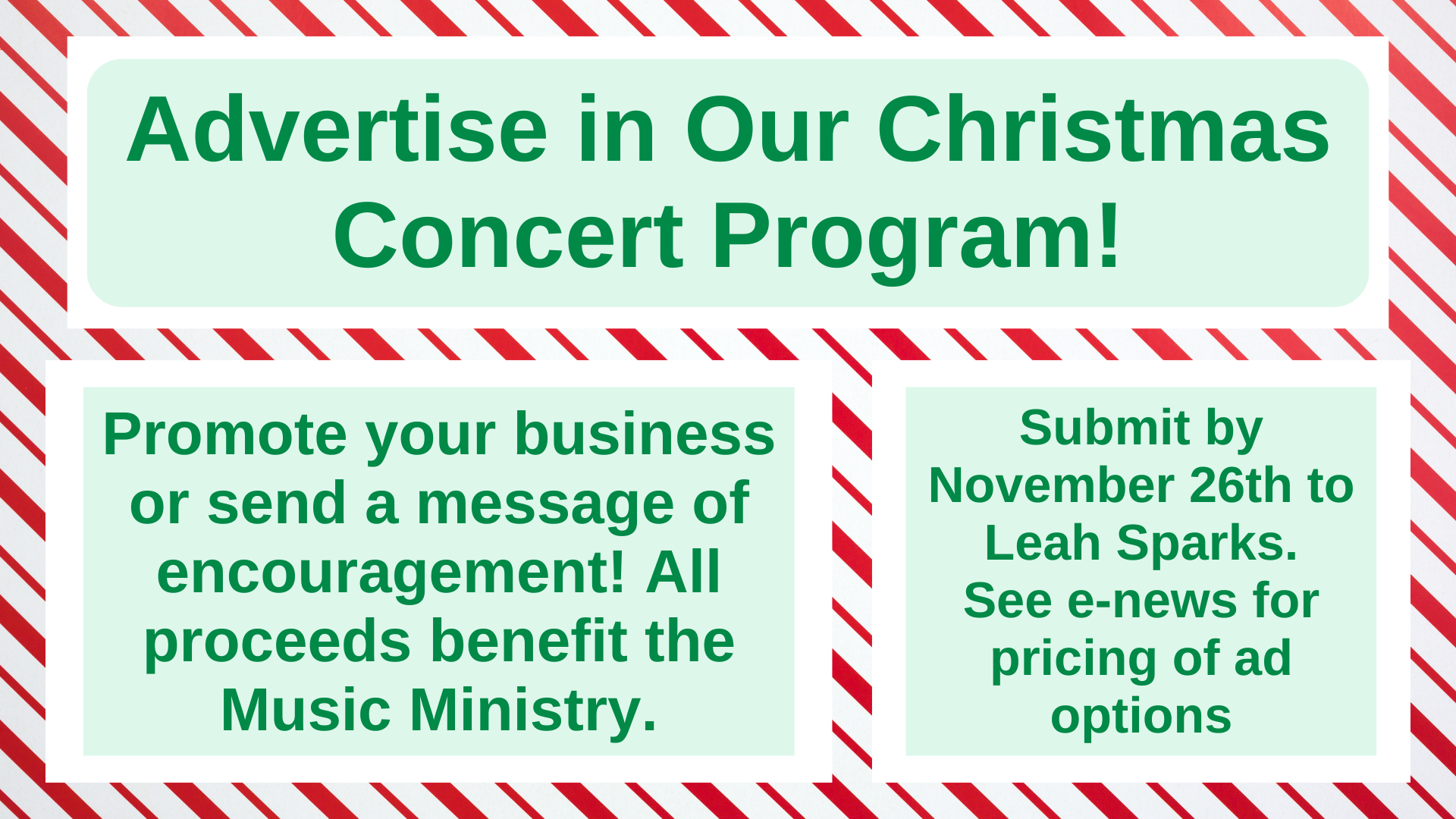 Advertise in Our Christmas Concert Program