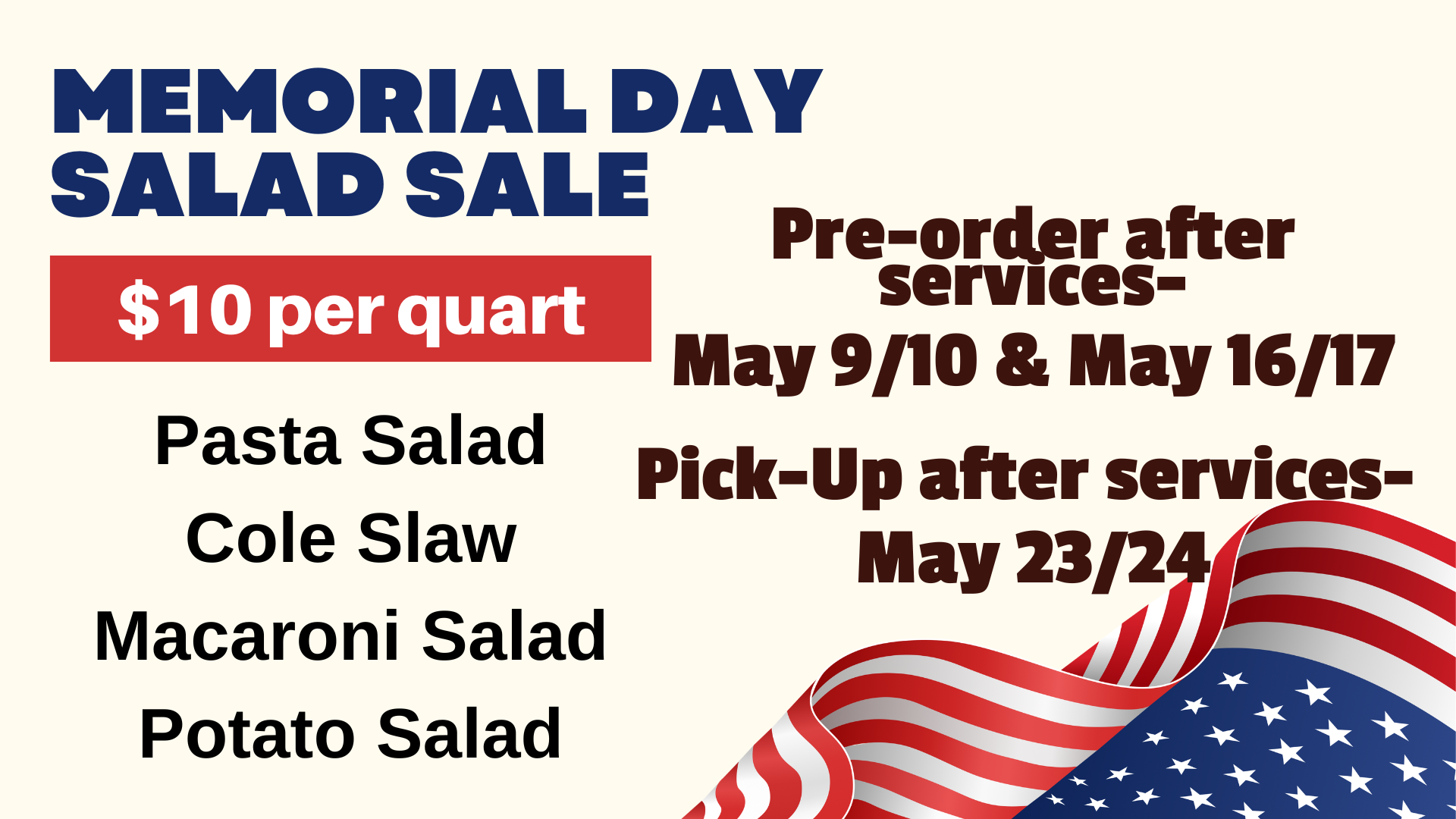 Memorial Day Salad Sale