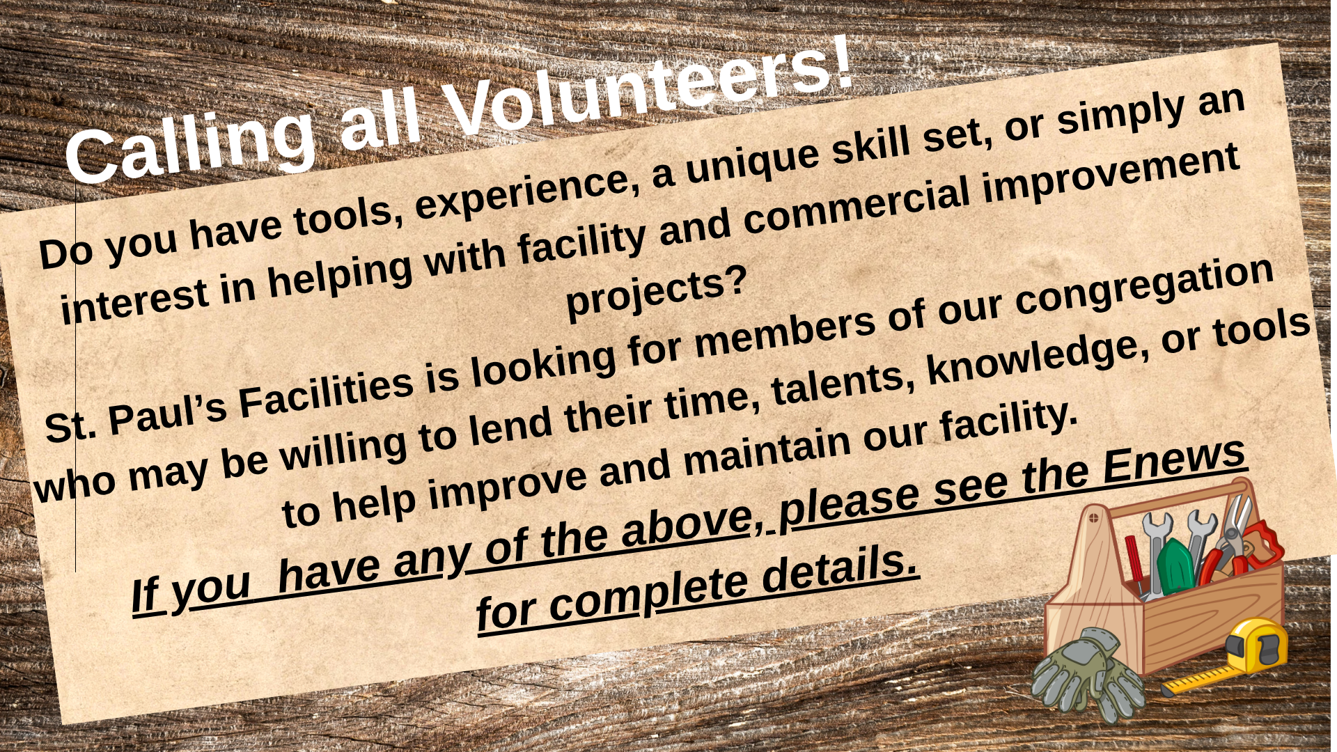 Calling for Volunteers