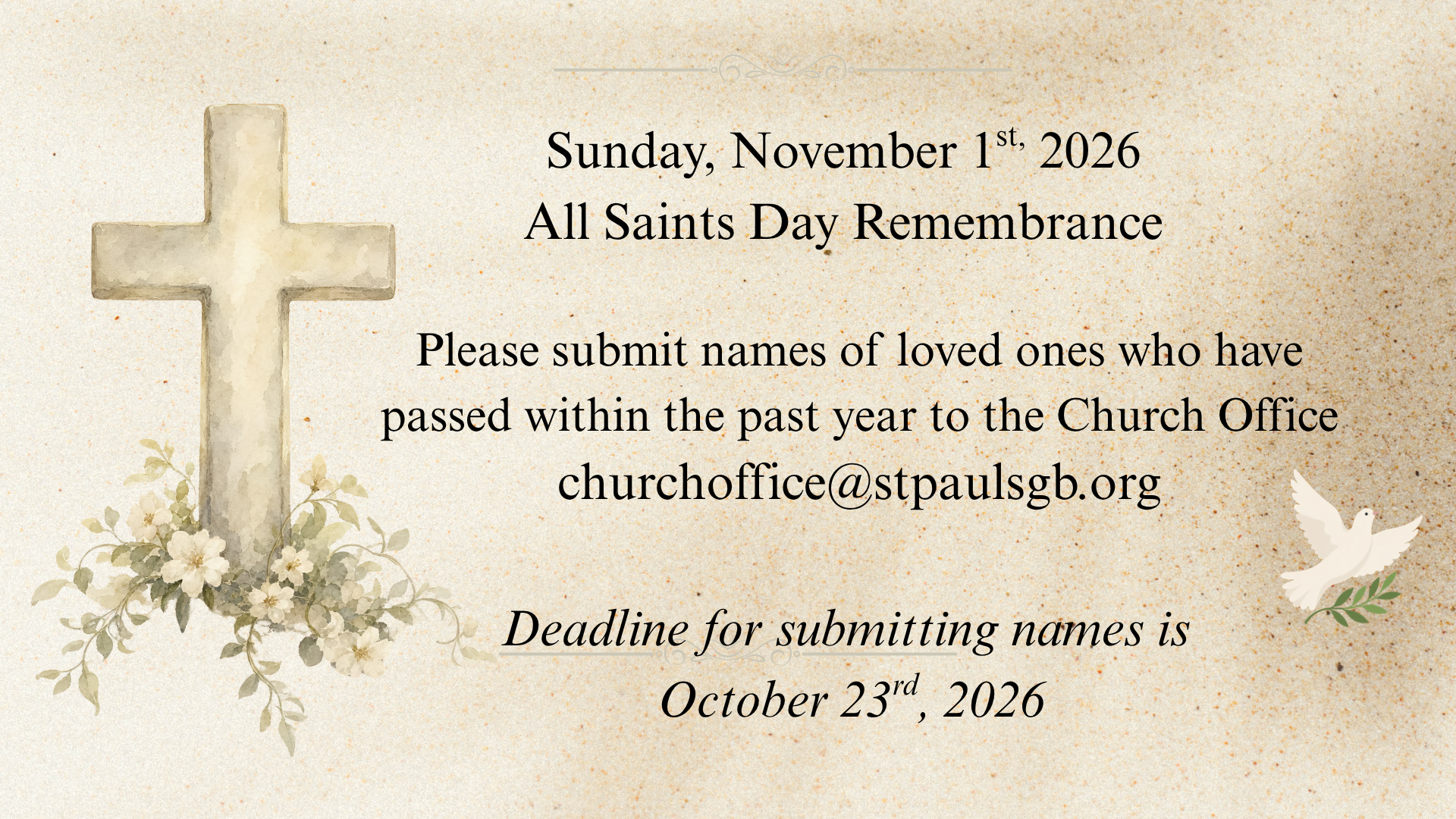 All Saints Day Remembrance