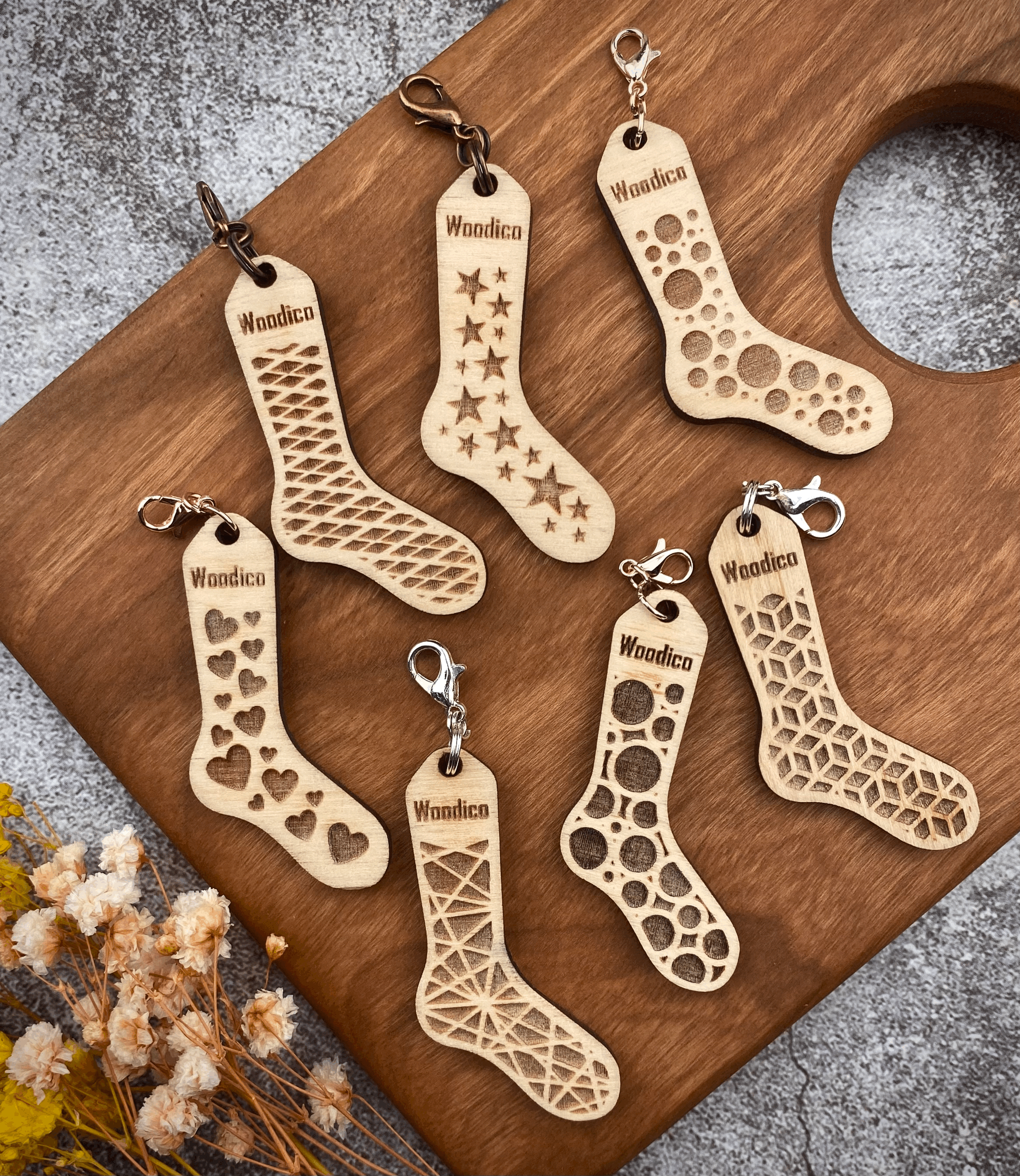 Wooden Stocking Progress Keepers For Knitting and Crochet