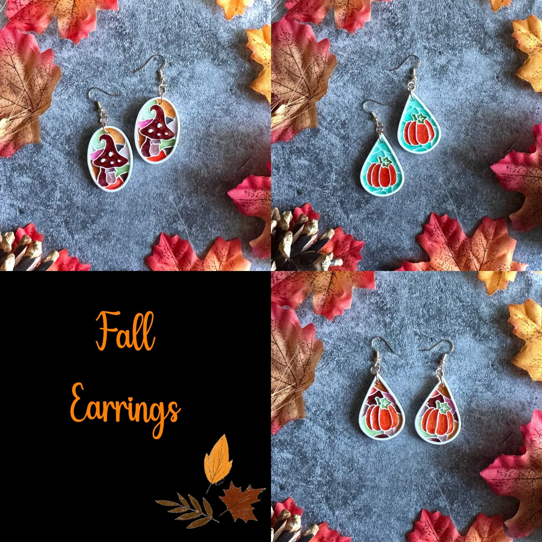 PUMPKIN STAINED-GLASS STYLE EARRINGS