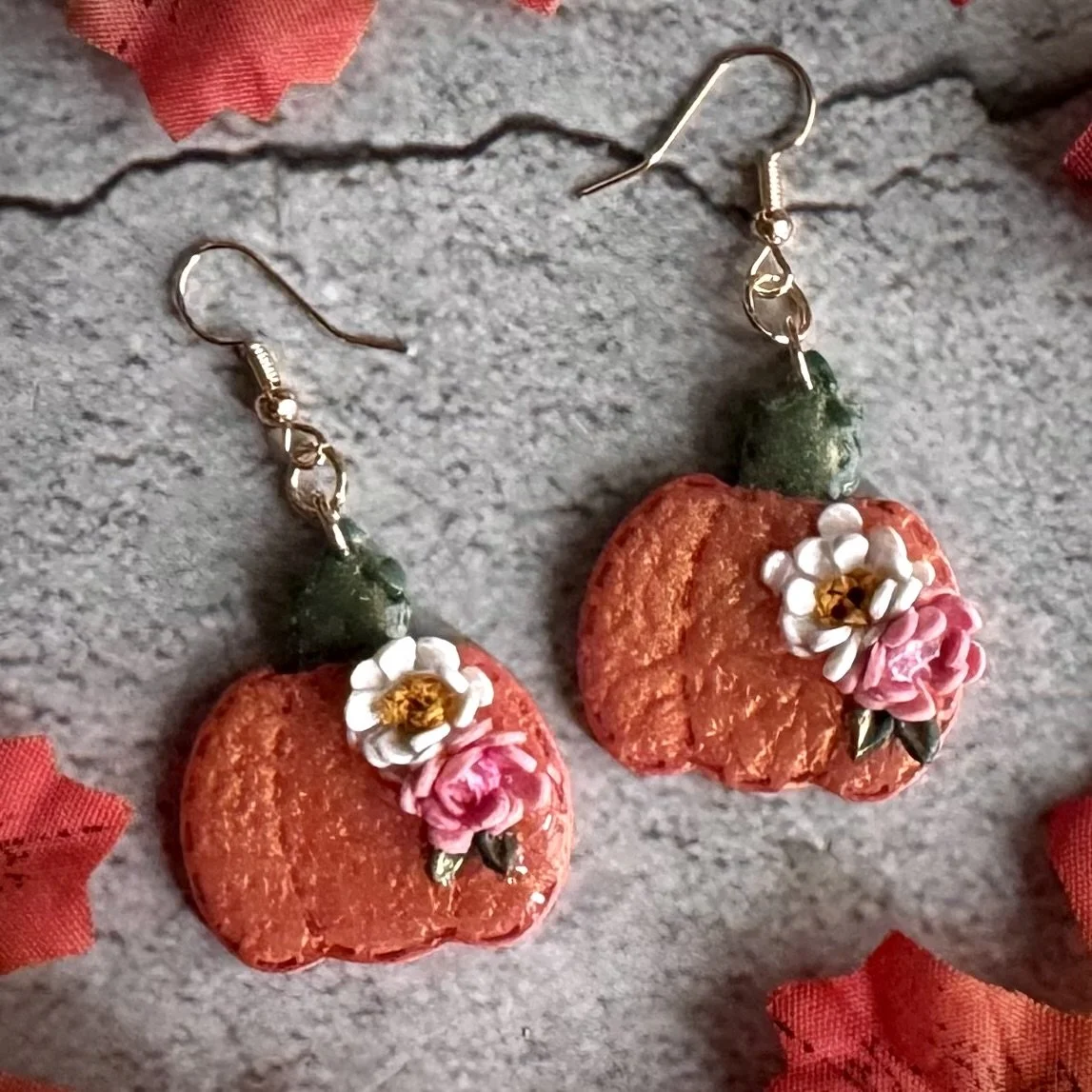 Pumpkin Flower Earrings
