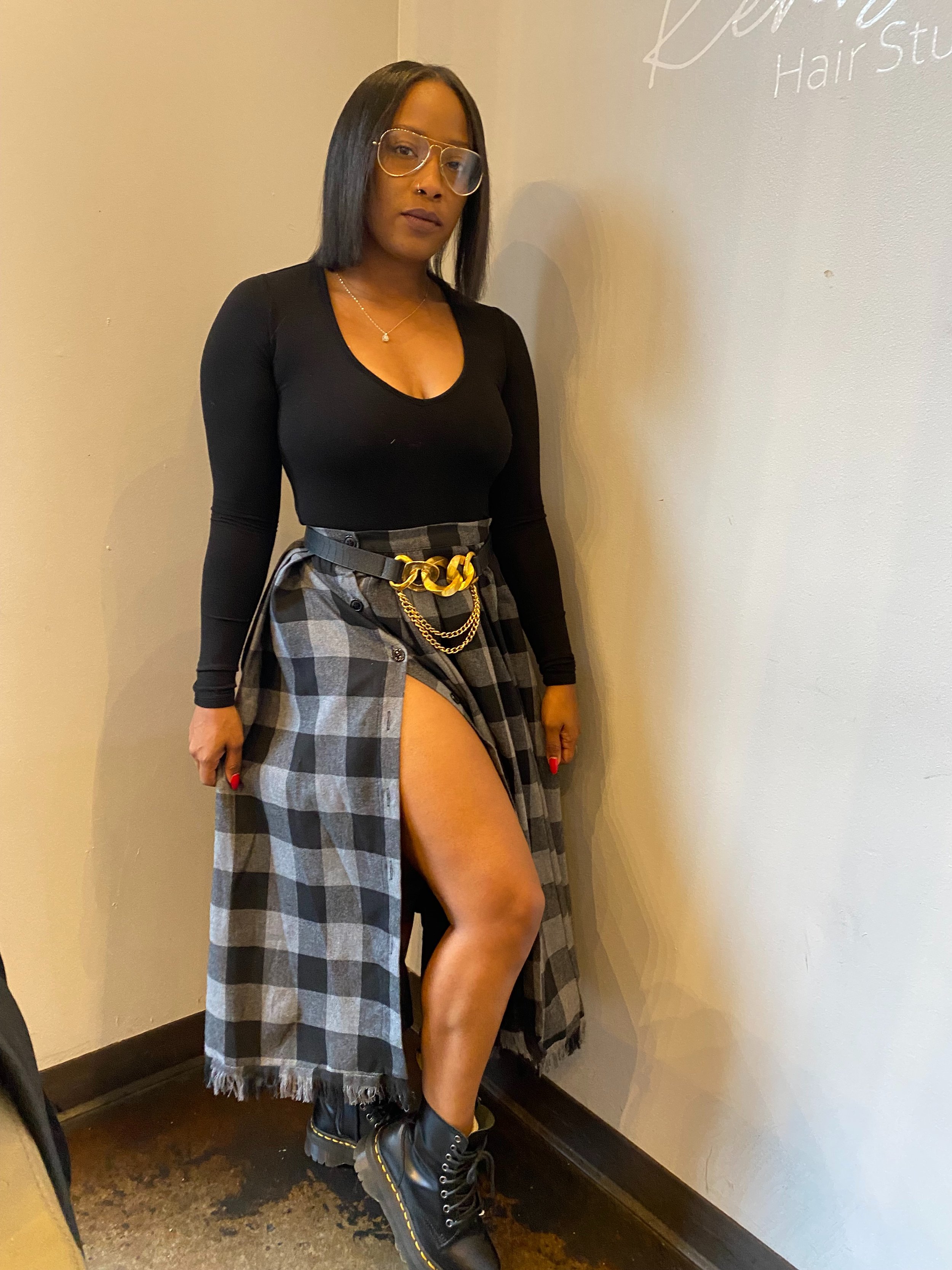 Flannel Button Down Skirt