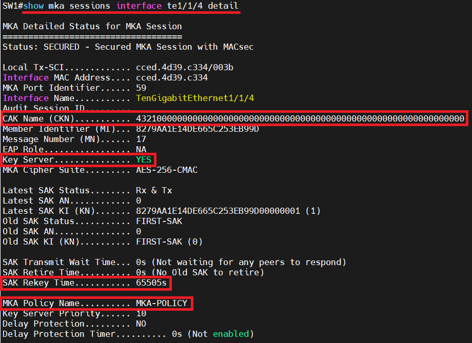 Cisco MACSec SwitchtoSwitch Configuration using PreShared Key