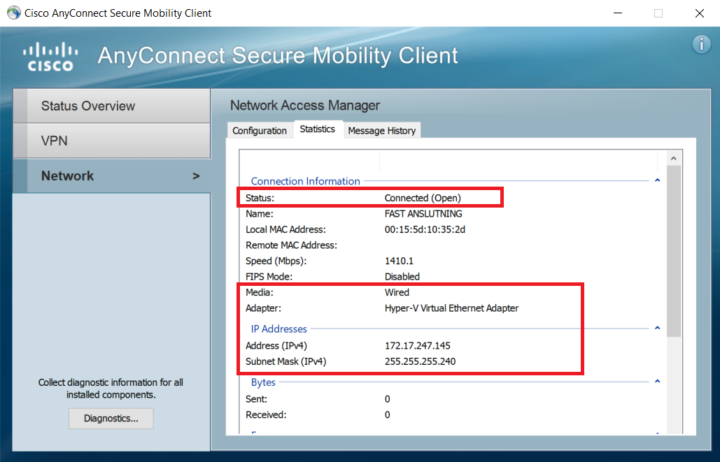 Windows 10 version 1809 HyperV Virtual Adapter vs AnyConnect