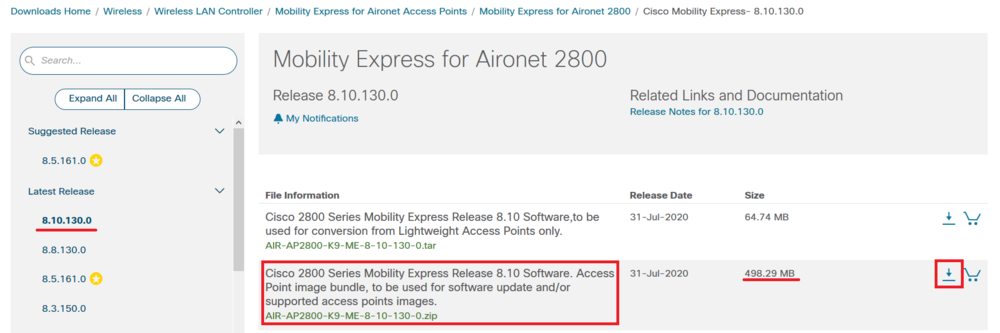 Download Cisco Mobility Express Firmware