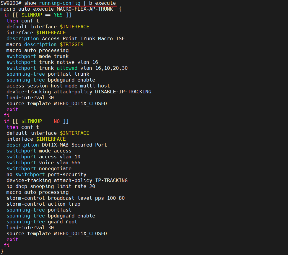 Cisco ISE FlexConnect Access Point Auto Smartport Trunk via Macro