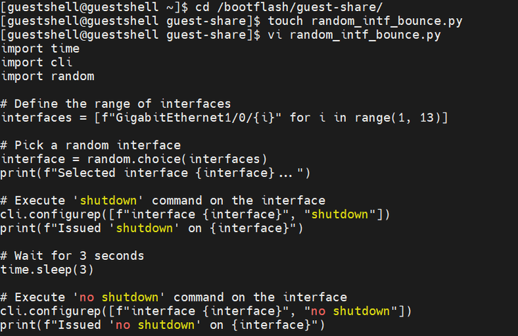 Automation - Run Python Script On-Box on Cisco Switch - Bounce Random ...