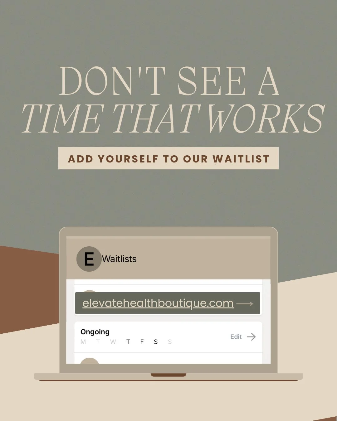 Finding it tricky to book an appointment?

Our evening spots tend to move quickly &mdash; especially those cozy after-work times

If you don&rsquo;t see a time that works, add yourself to our massage therapy waitlist and we&rsquo;ll reach out when an