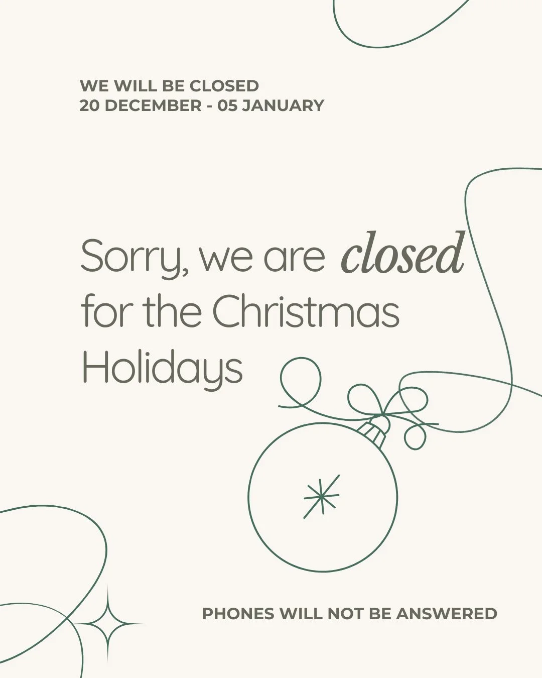 Our front of house staff will be away Dec 20-Jan 5⁠
Phones will not be answered⁠
⁠
Some of the team will be treating, please email info@elevatehealthboutique.com if needed, but make note email will not be checked daily. ⁠
⁠
Happy Holidays