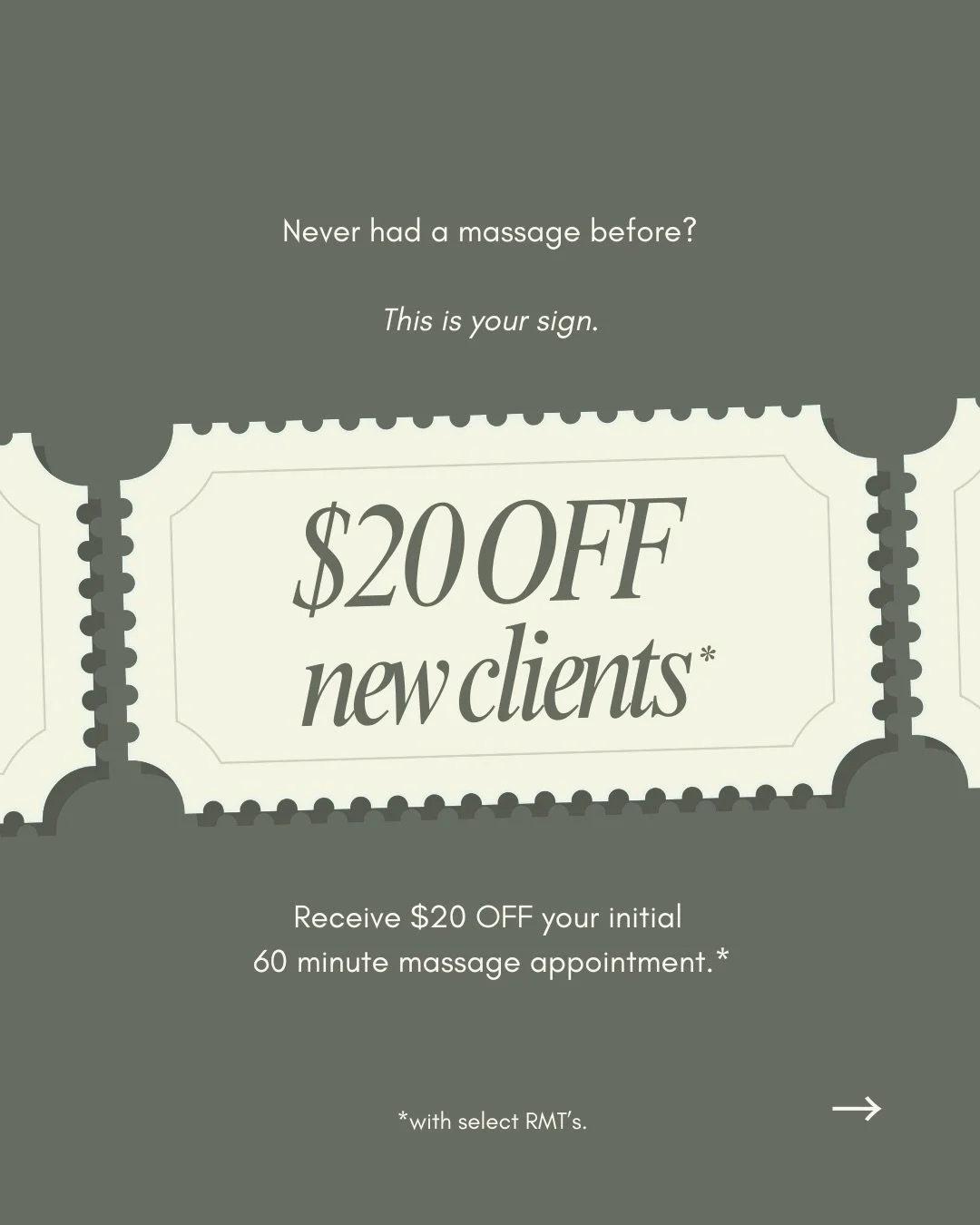 Never had a massage before? This is your sign. ✨

A massage isn&rsquo;t just about &ldquo;treating yourself.&rdquo; It&rsquo;s about taking care of the body that carries you through every single day.

If you&rsquo;ve been thinking: &ldquo;I should re
