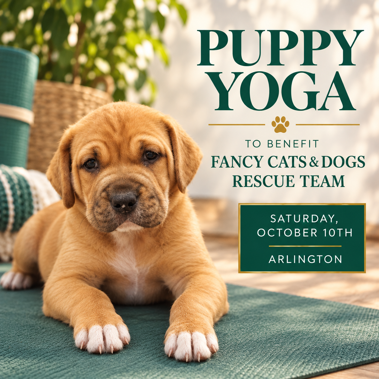 Puppy Yoga to Benefit Fancy Cats &amp; Dogs Rescue (2 sessions)