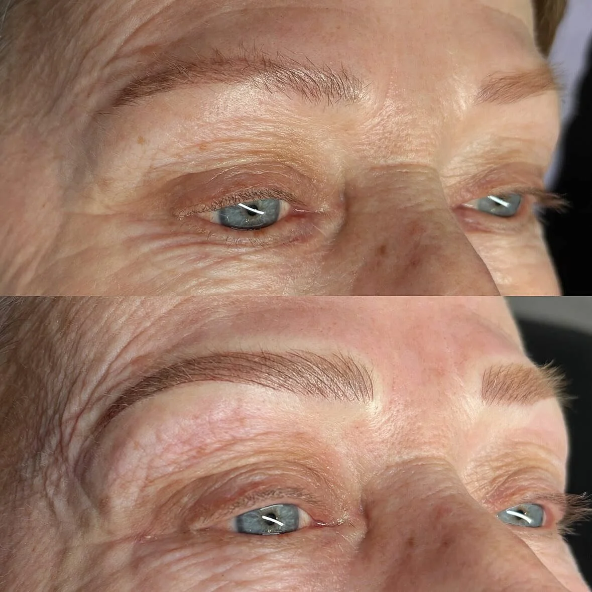 Before &amp; after ✨
Yes! Permanent Makeup can be soft, natural, and beautifully customized at any age and on any skin type.

This gorgeous mature client came in with very light/blonde brows and we created a custom blend to complement her skin tone, 