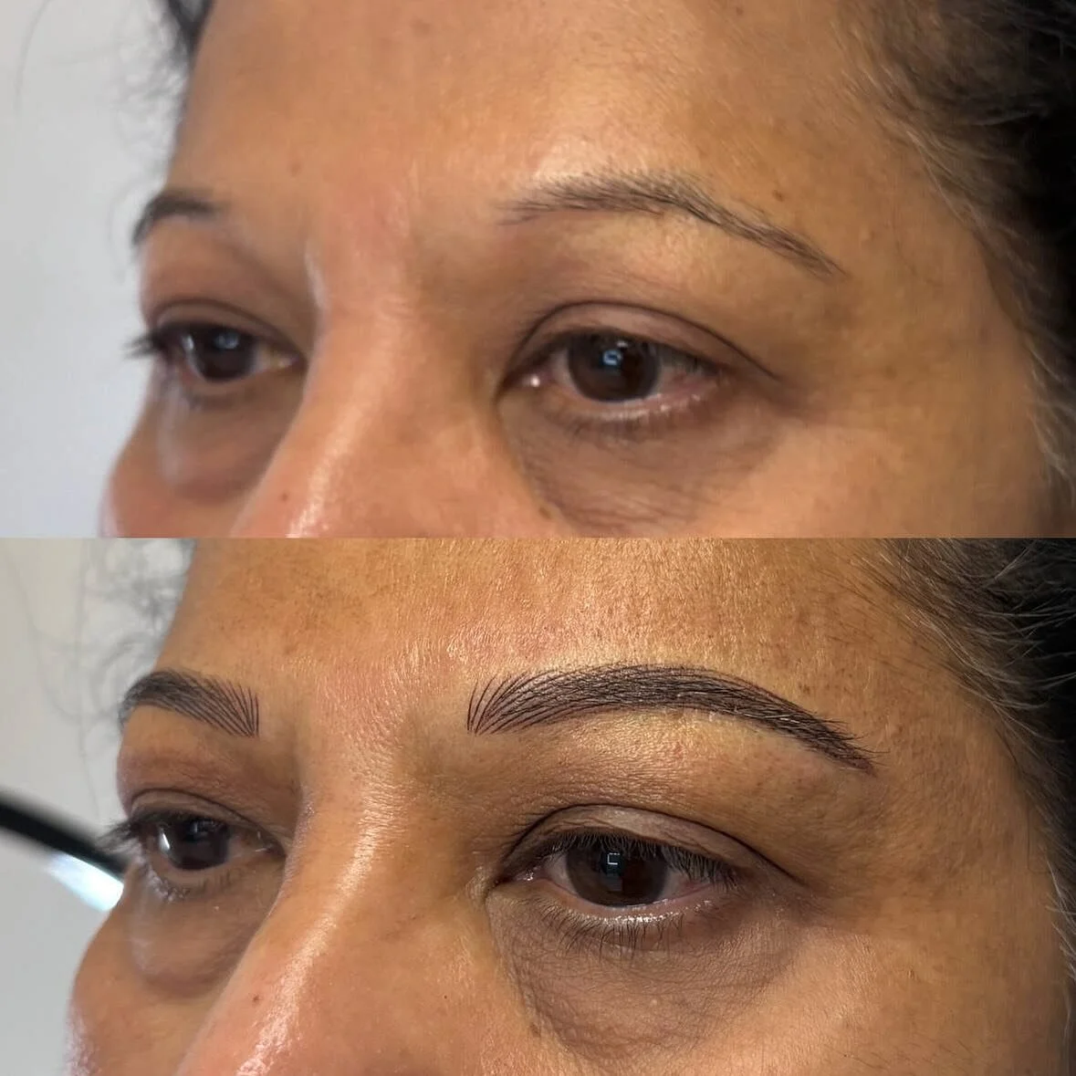 Before &rarr; After ✨

Machine hairstrokes (aka nano brows) for this beauty 🌹 We designed her brows to feel soft, balanced, and totally in harmony with her features, keeping them thinner for a natural, age-appropriate result that still adds that per