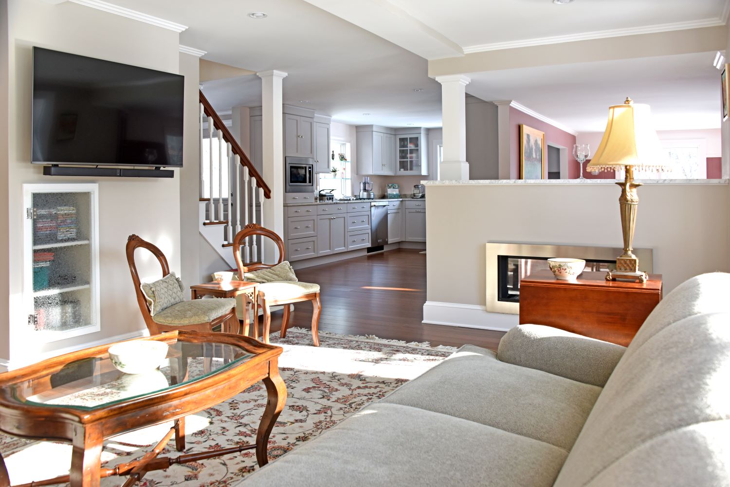 living room renovation with open floor plan