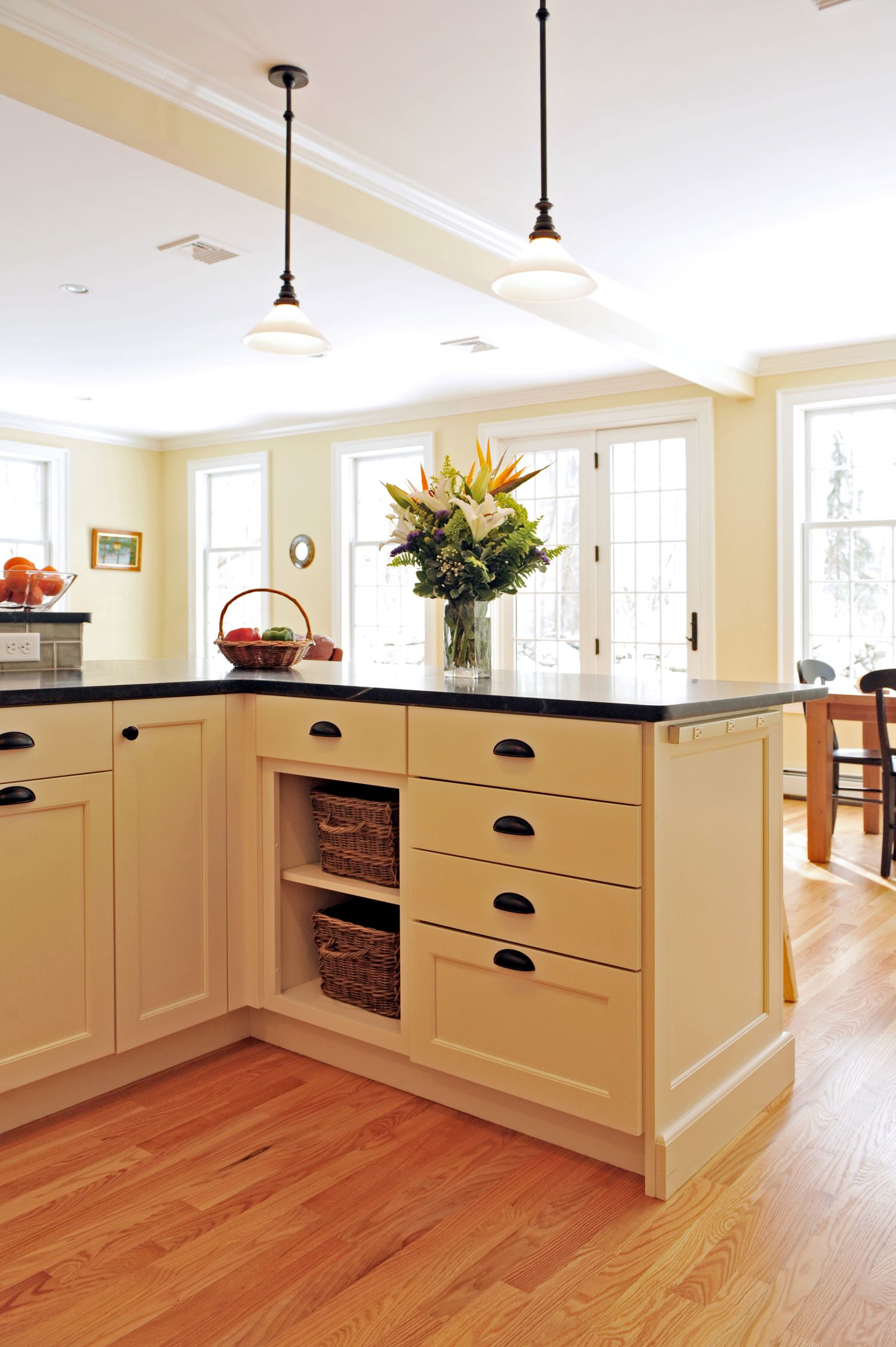 kitchen remodel with custom, white cabinets