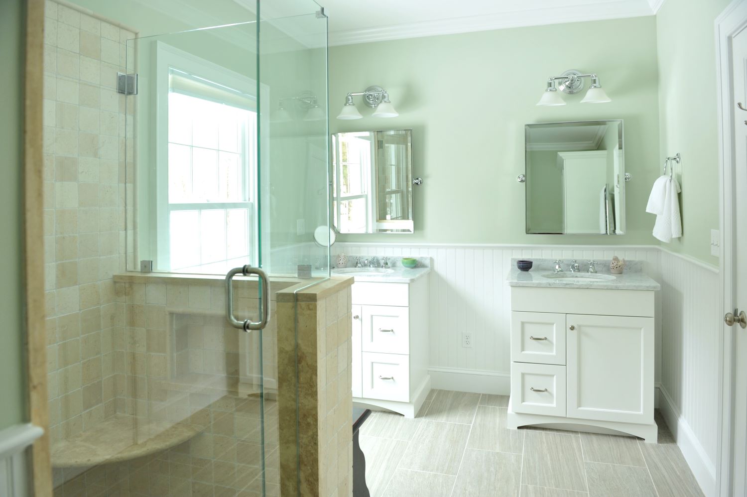 Bathroom renovation with his and hers vanities