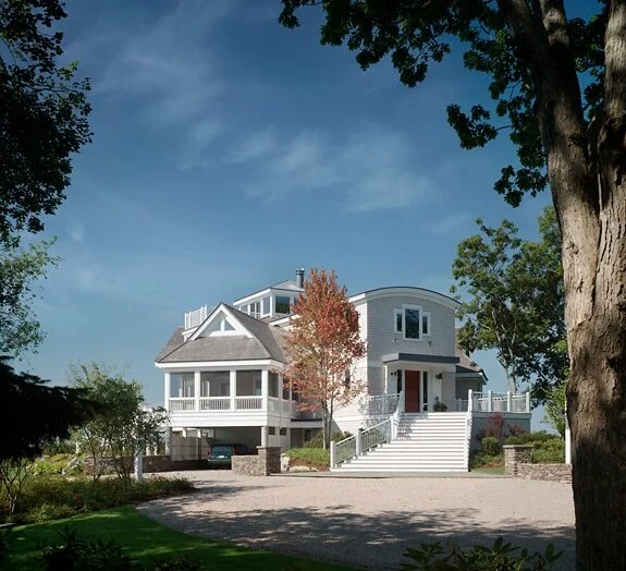 Entryway of custom coastal home renovation