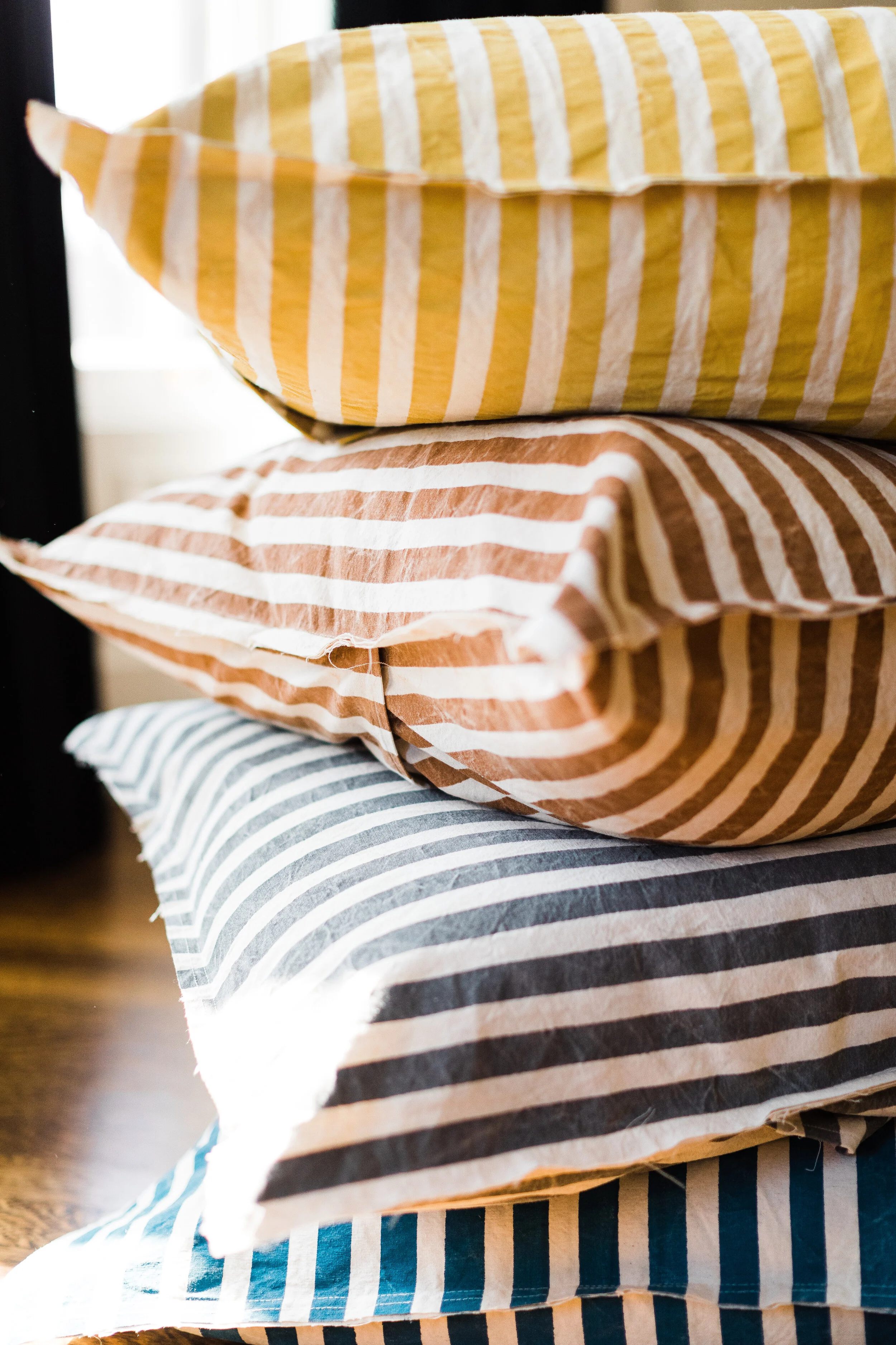 Charcoal Hand-Painted Stripe Sham Sample