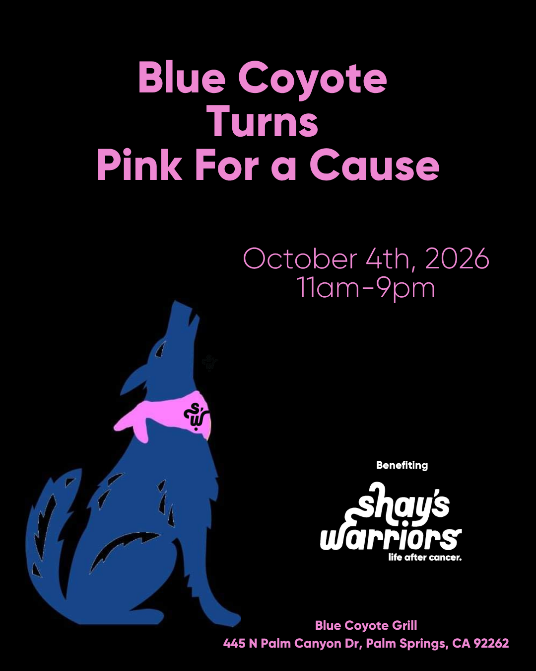 Blue Coyote Turns Pink for a Cause 