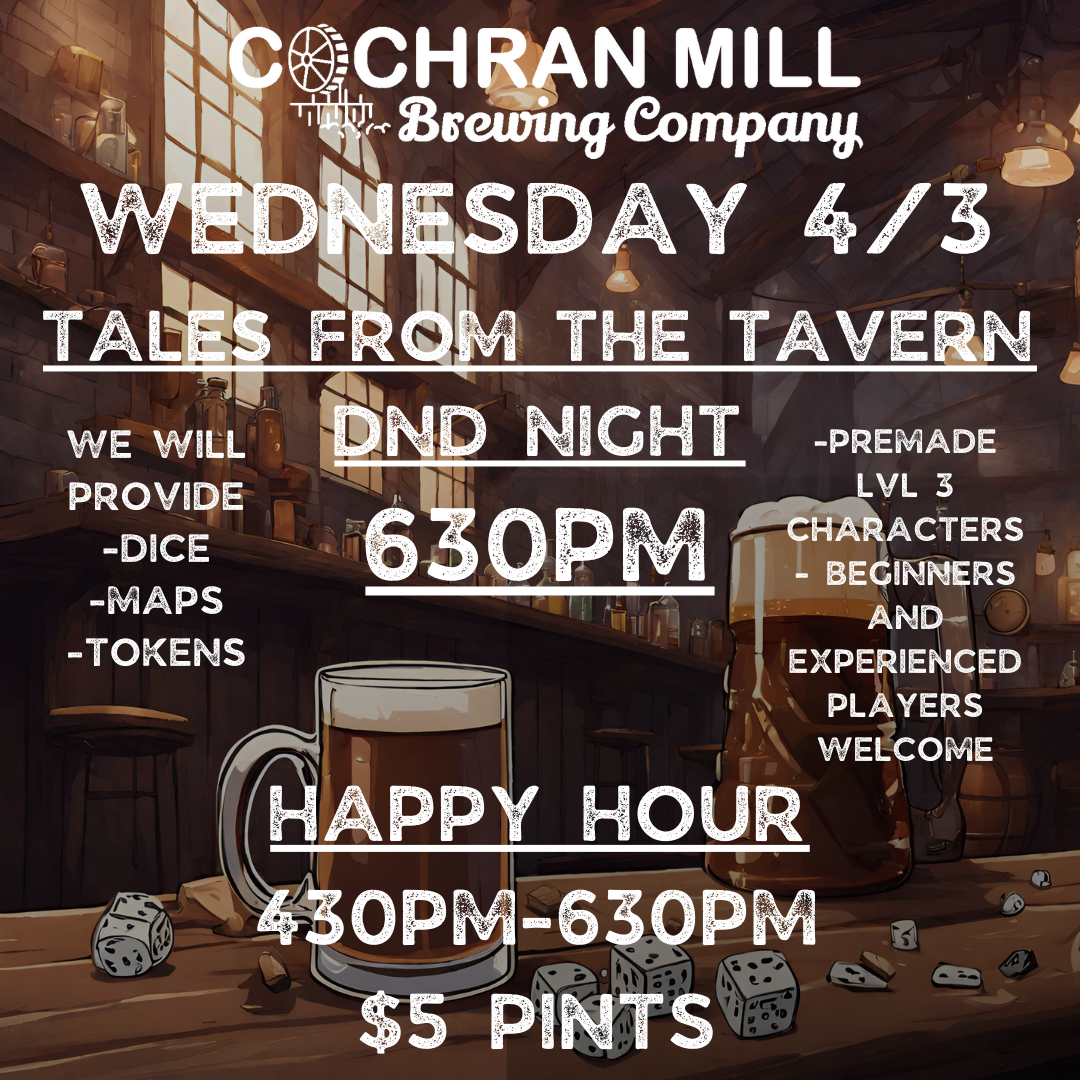 Calendar of Events — Cochran Mill Brewing Company