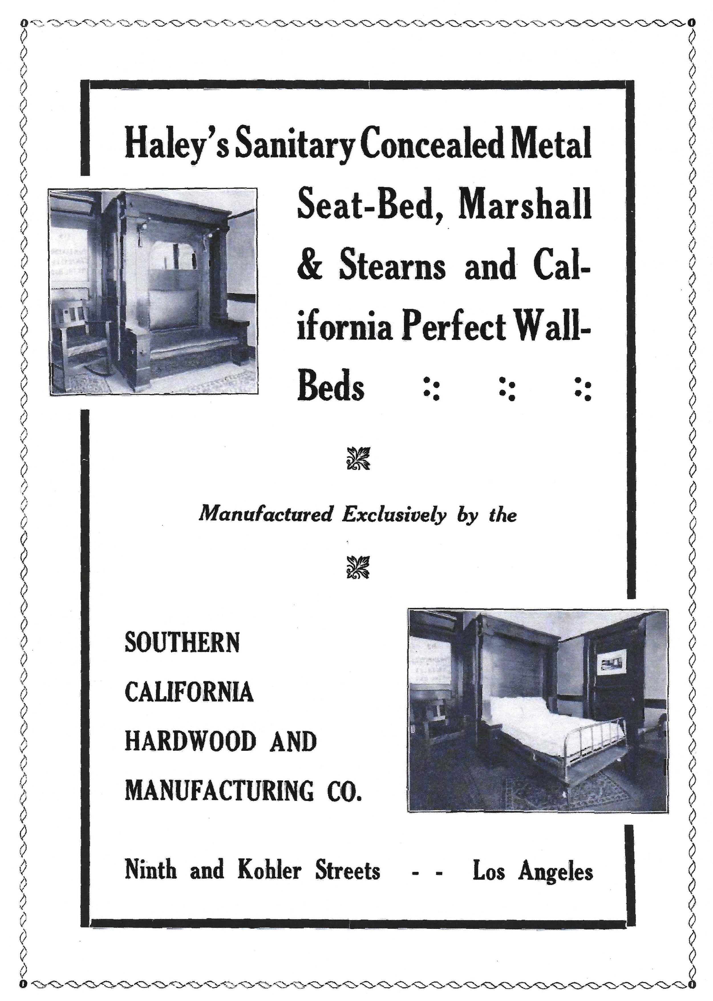 Advertisement for the Sanitary Concealed Metal Bed