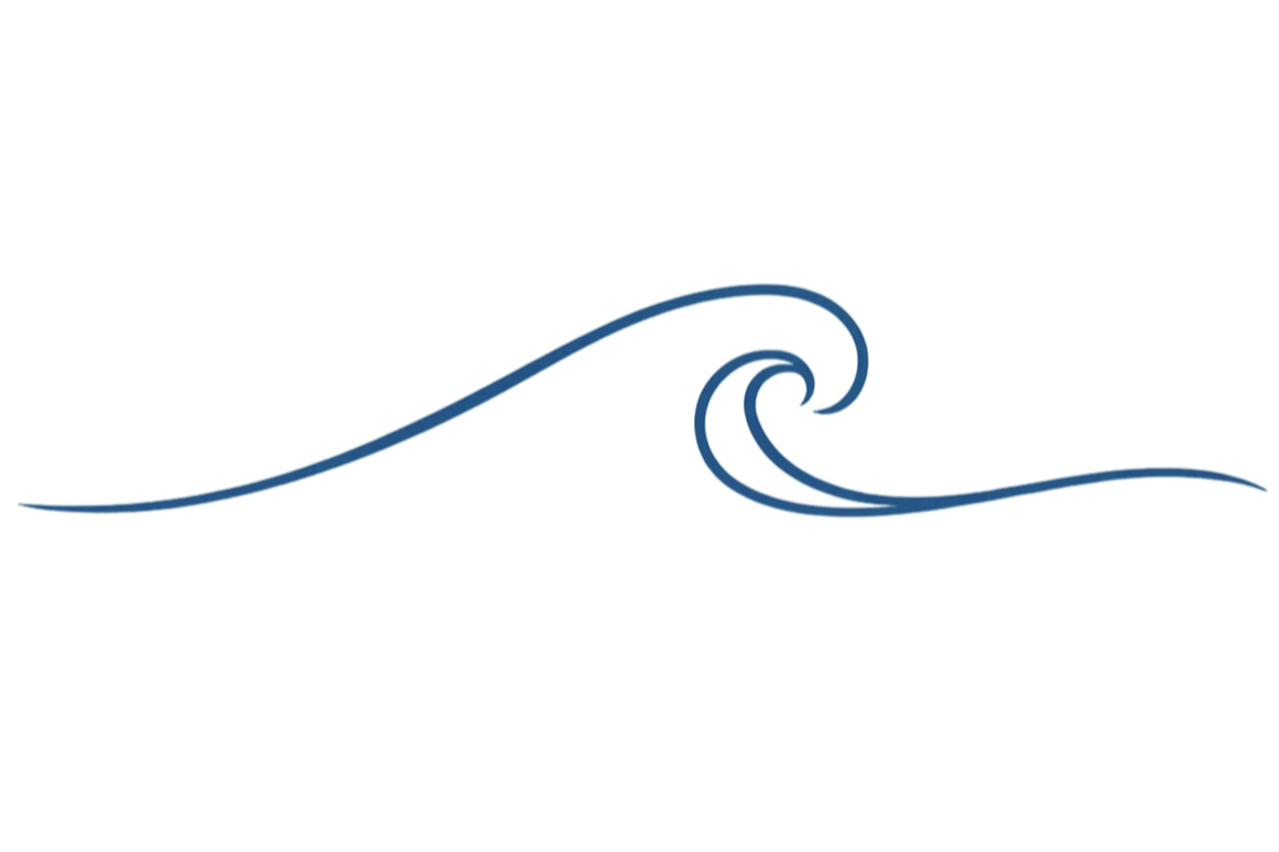 Stylized digital drawing of a large ocean wave curling