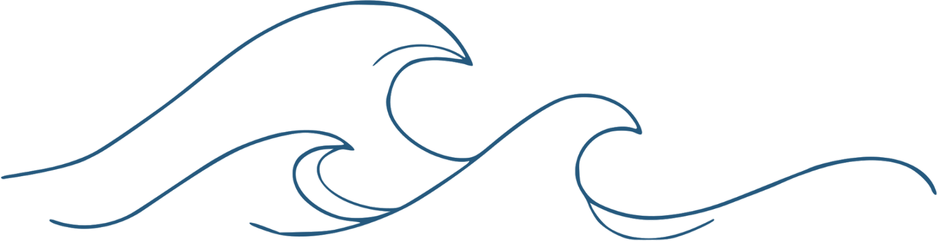 Line drawing of ocean waves with crests and troughs.