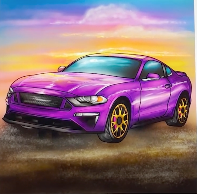 Car colored on Pigment by Breanne.