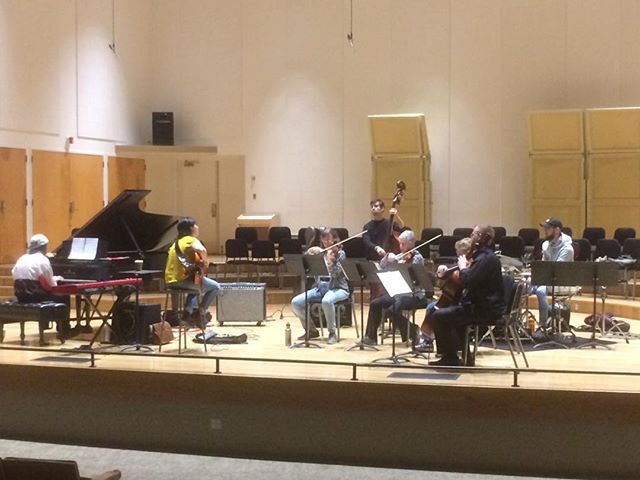 Camila Meza and the Nectar Orchestra rehearsing for tonight&rsquo;s concert. 8 pm in Fulkerson Recital Hall