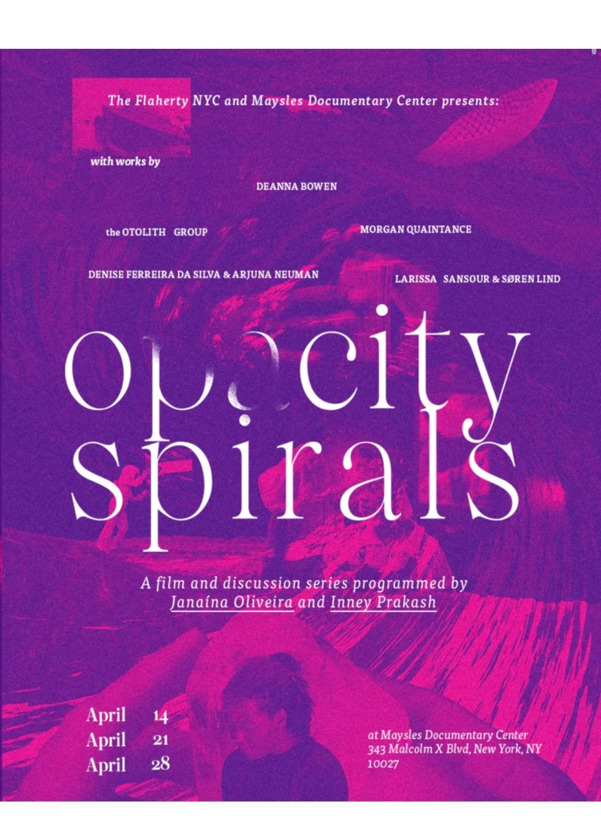 April Newsletter: FNYC Opacity Spirals April 14-28