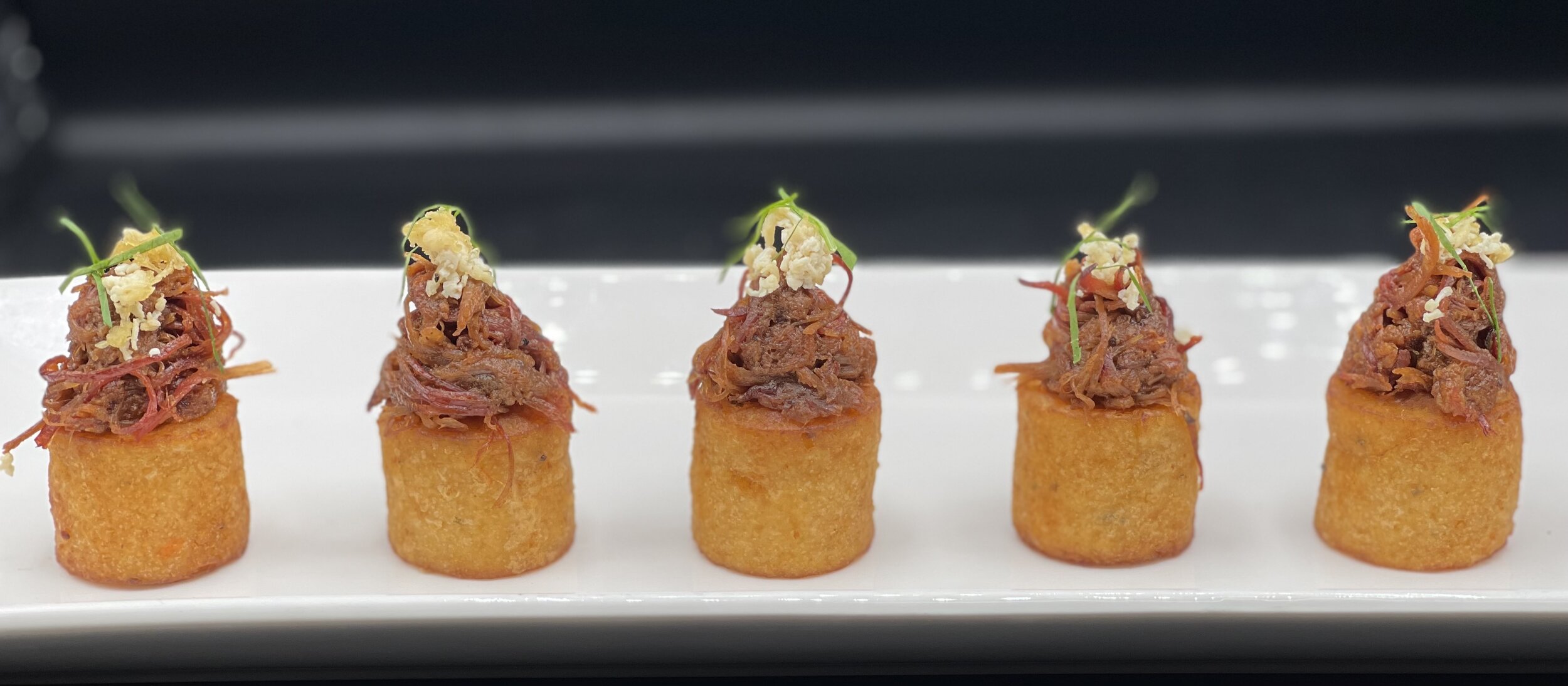 Pulled Short Rib on Polenta Cake