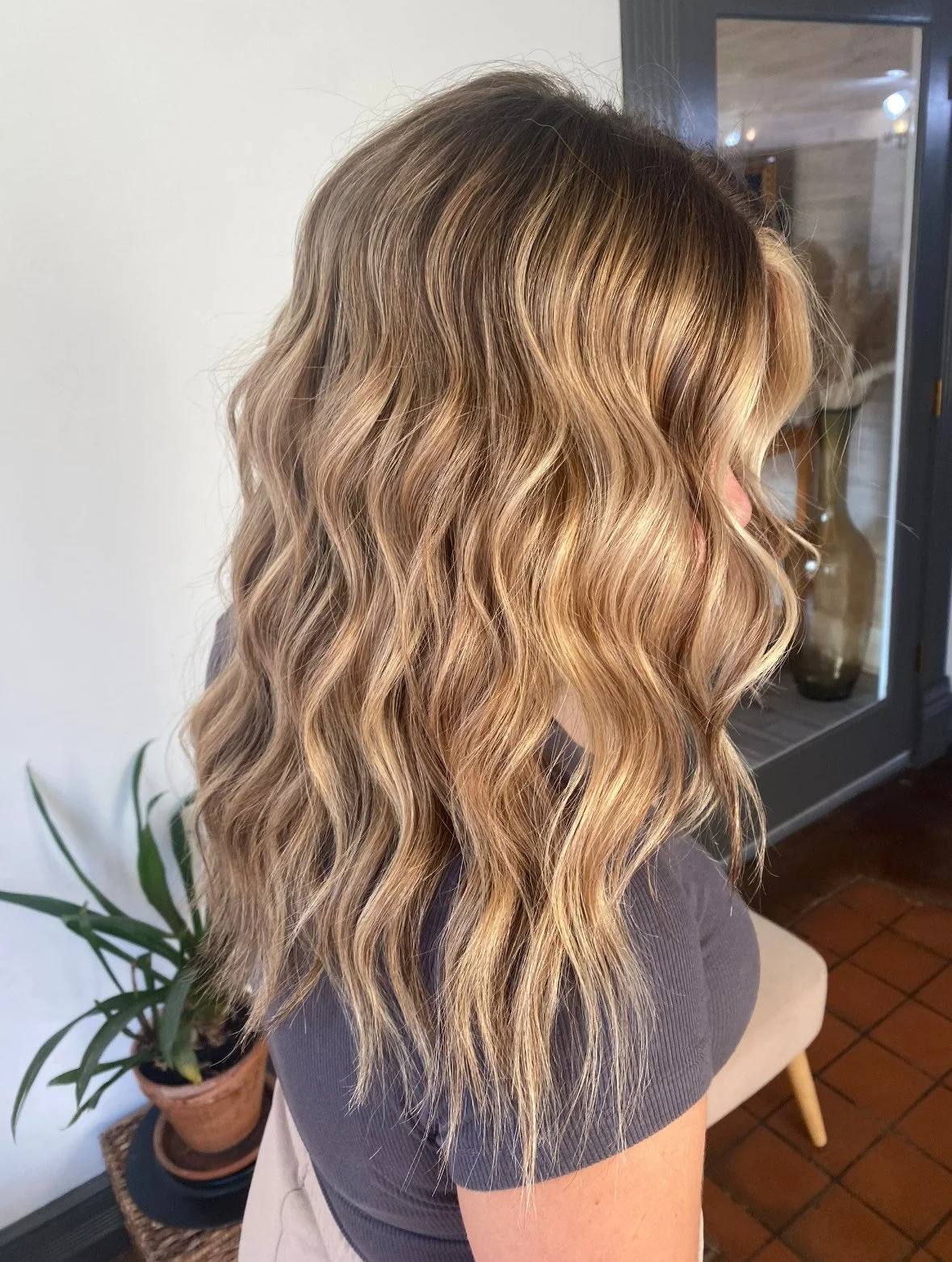 Warm honey blonde balayage