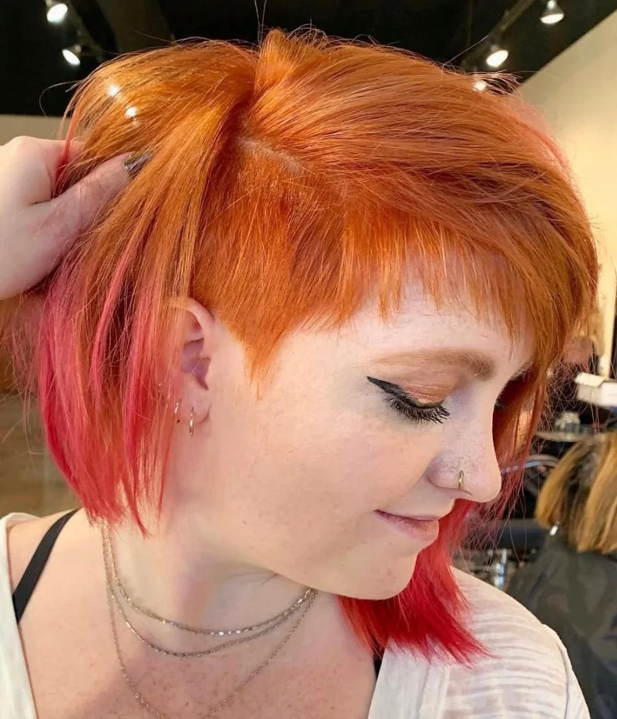Short Bob haircut with vivid color