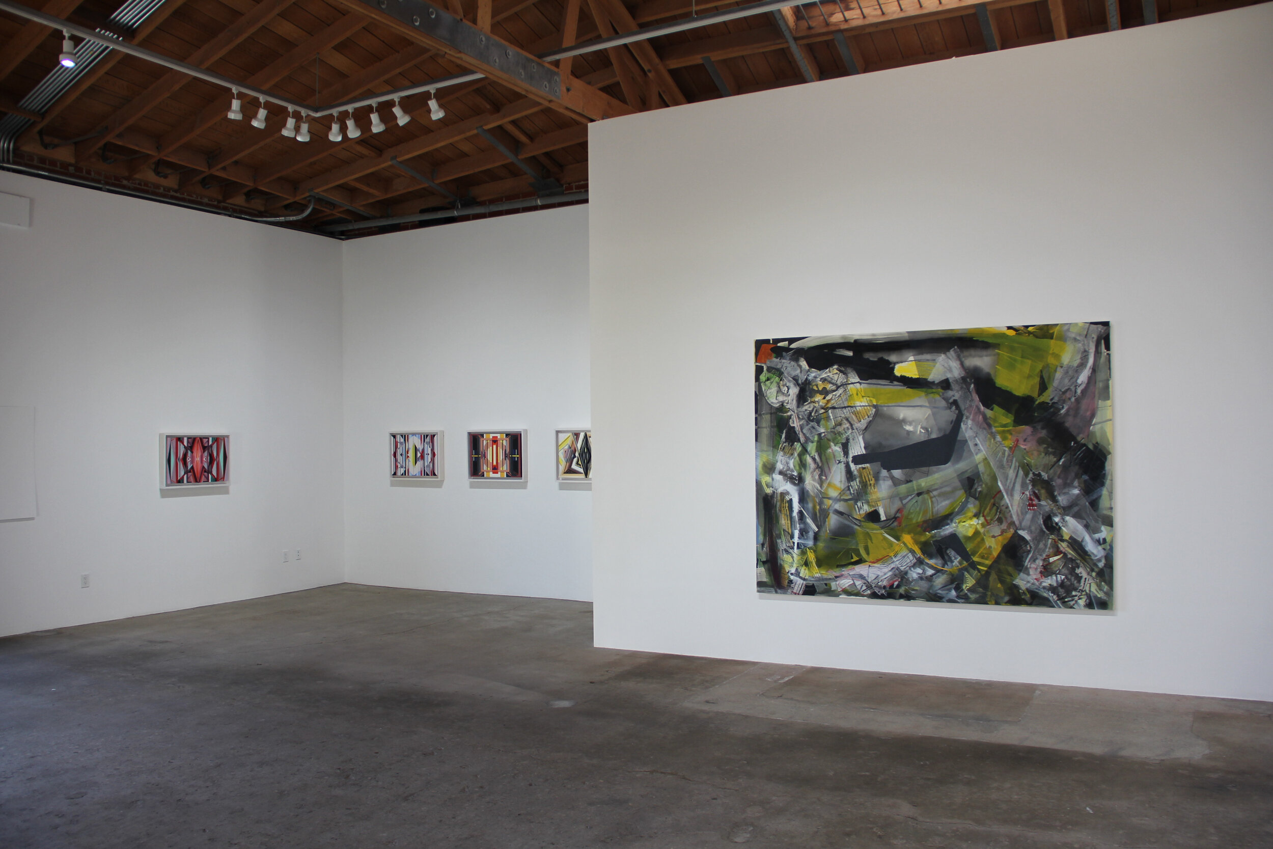   Shift , a group show featuring Karen Carson, Kim Dingle, Iva Gueorguieva, Elisa Johns, also opened at Denk gallery the same evening as  Big House.    