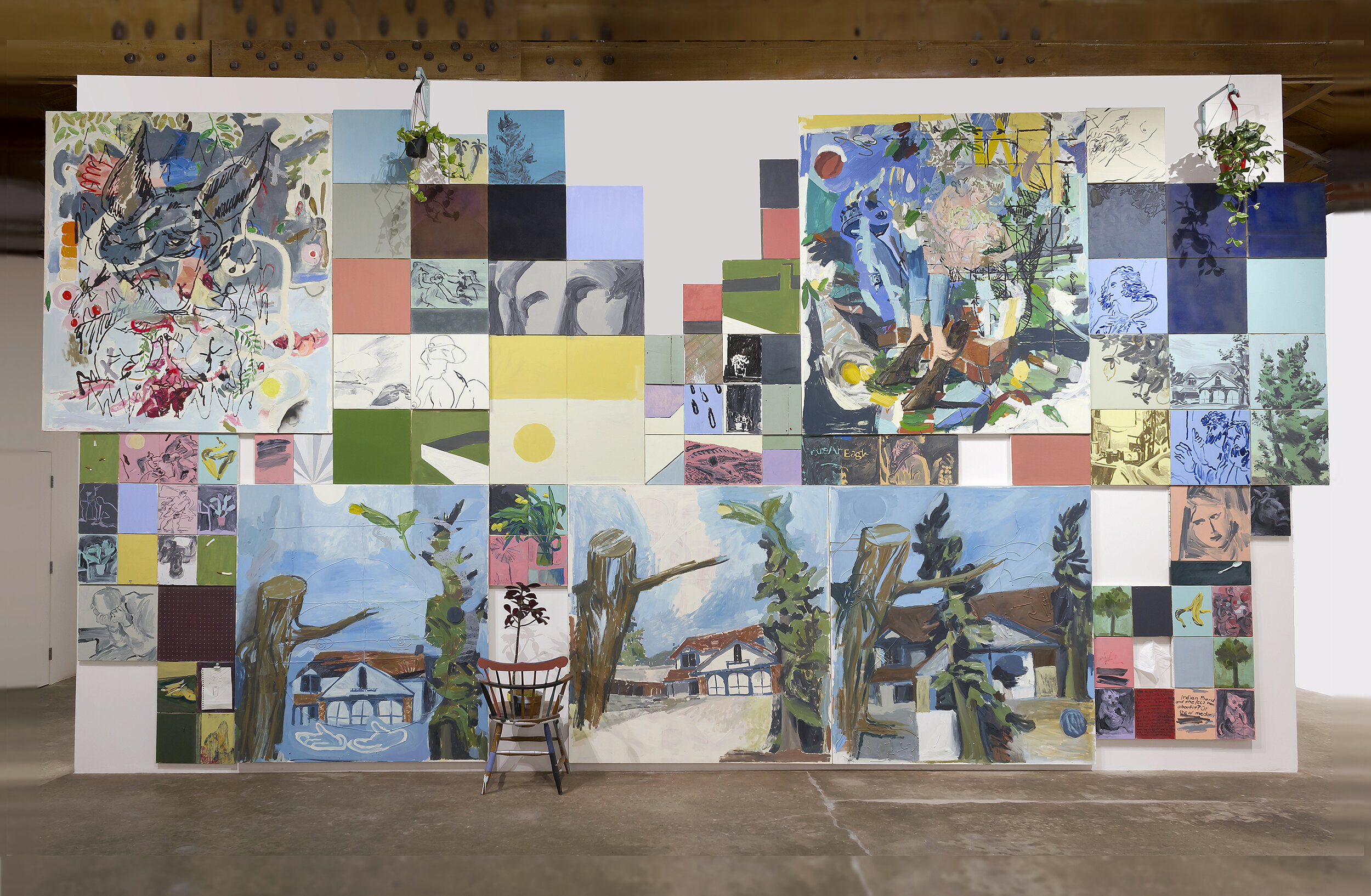  The installation measured 24 feet wide by 14 feet tall and was comprised of 96 different canvases, 15 autonomous works, and three readymade objects. 